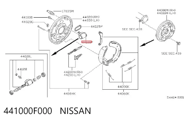 Циліндр гальмівний колісний/робітник, задній 441000F000 Nissan/Infiniti