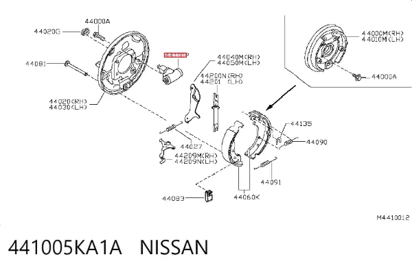 Циліндр гальмівний колісний/робітник, задній 441005KA1A Nissan/Infiniti