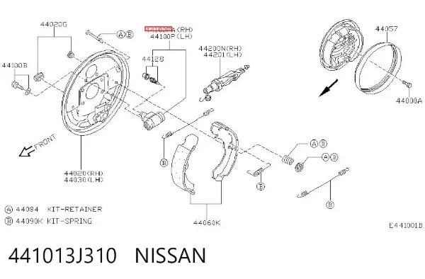 Циліндр гальмівний колісний/робітник, задній 441013J310 Nissan/Infiniti