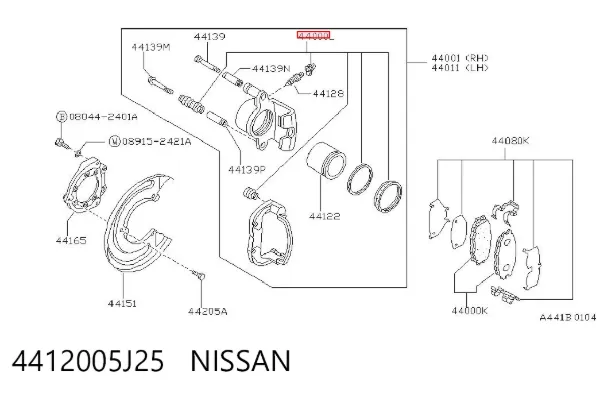 Ремкомплект супорту 4412005J25 Nissan/Infiniti