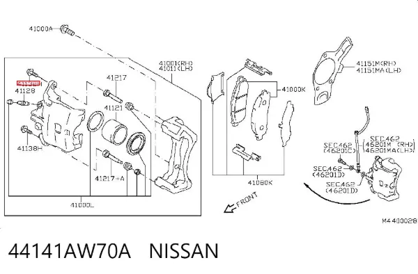 Болт гальмівного супорту 44141AW70A Nissan/Infiniti
