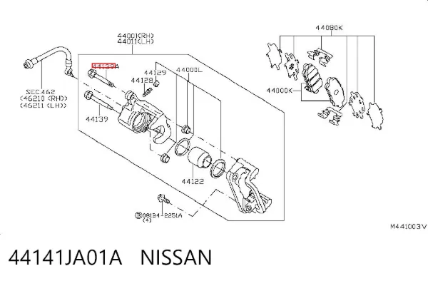 Направляюча супорту заднього, верхня 44141JA01A Nissan/Infiniti