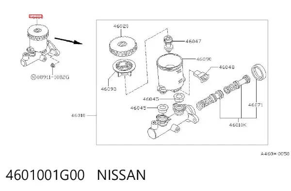 Головний гальмівний циліндр 4601001G00 Nissan/Infiniti