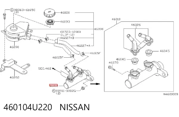 Головний гальмівний циліндр 460104U220 Nissan/Infiniti