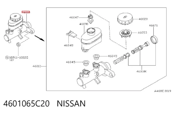 Головний гальмівний циліндр 4601065C20 Nissan/Infiniti