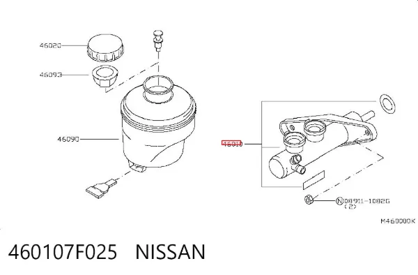 Головний гальмівний циліндр 460107F025 Nissan/Infiniti