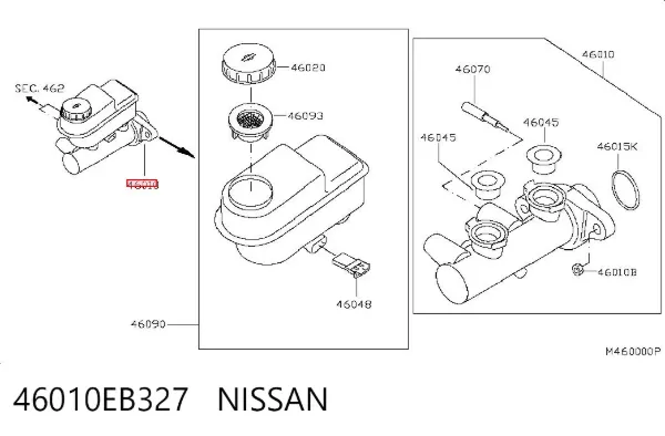 Головний гальмівний циліндр 46010EB327 Nissan/Infiniti