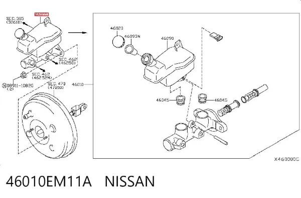 Головний гальмівний циліндр 46010EM11A Nissan/Infiniti