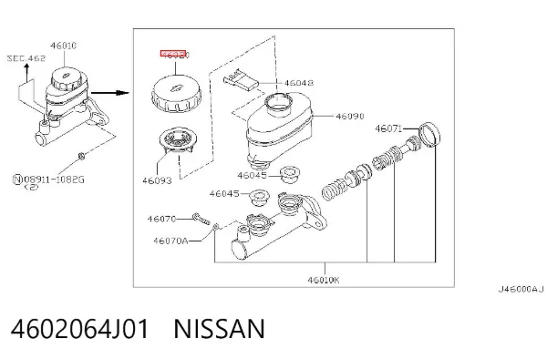 Кришка бачка головного гальмівного циліндру 4602064J01 Nissan/Infiniti
