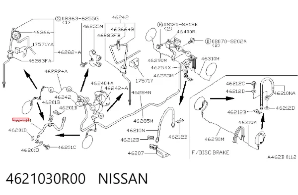 Гальмівні шланги передні 4621030R00 Nissan/Infiniti