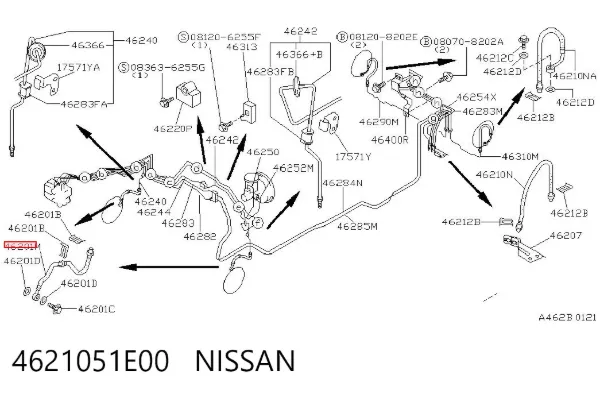 Гальмівні шланги передні 4621051E00 Nissan/Infiniti