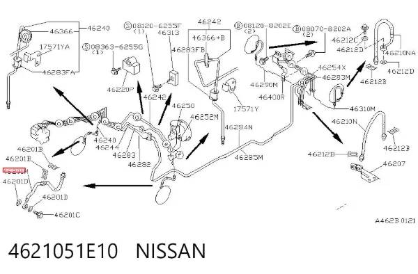 Гальмівні шланги передні 4621051E10 Nissan/Infiniti