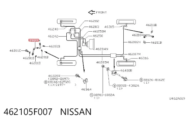 Гальмівні шланги передні 462105F007 Nissan/Infiniti