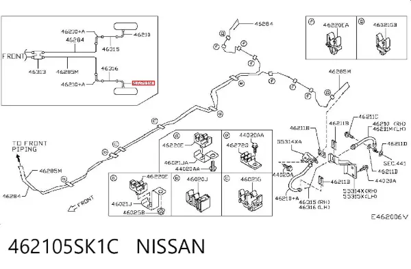 Шланг гальмівний задній, лівий 462105SK1C Nissan/Infiniti