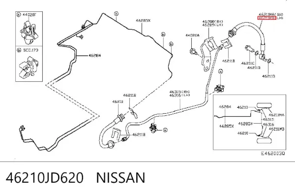 Шланг гальмівний задній, лівий 46210JD620 Nissan/Infiniti