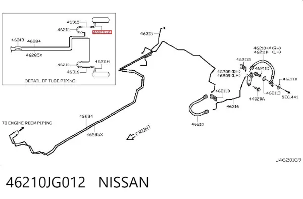 Шланг гальмівний задній, правий 46210JG012 Nissan/Infiniti