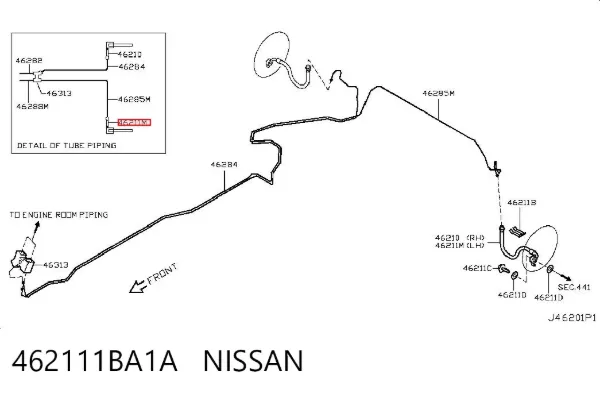 Шланг гальмівний задній, лівий 462111BA1A Nissan/Infiniti