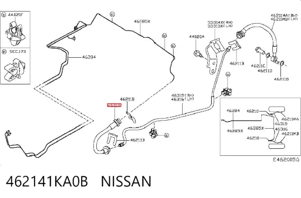 Шланг гальмівний задній 462141KA0B Nissan/Infiniti