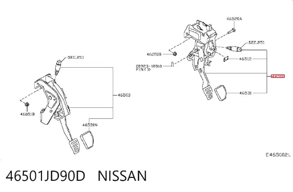 Педаль гальма 46501JD90D Nissan/Infiniti