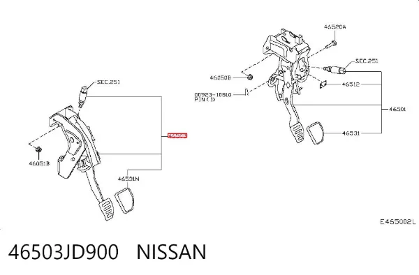 Педаль зчеплення 46503JD900 Nissan/Infiniti