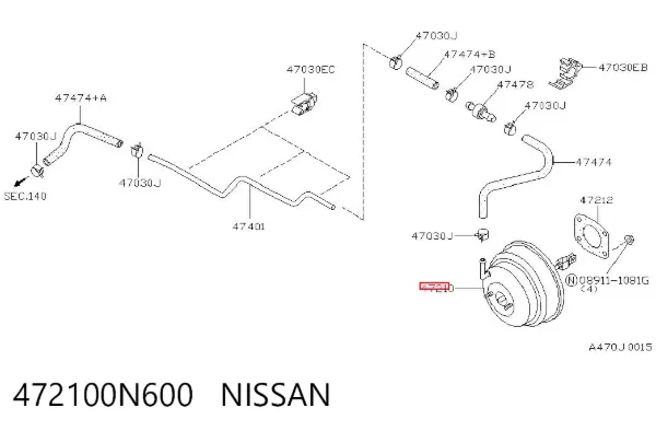 Підсилювач гальм 472100N600 Nissan/Infiniti
