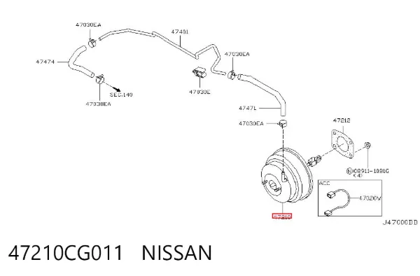 Підсилювач гальм 47210CG011 Nissan/Infiniti