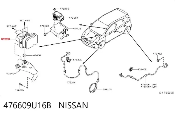 Блок АБС 476609U16B Nissan/Infiniti