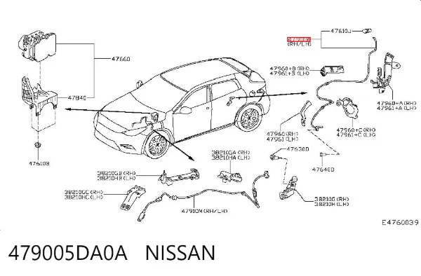 Датчик АБС (ABS) задній 479005DA0A Nissan/Infiniti