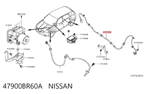 Датчик АБС (ABS) задній 47900BR60A Nissan/Infiniti