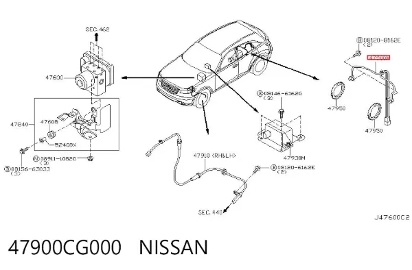 Датчик АБС (ABS) задній 47900CG000 Nissan/Infiniti