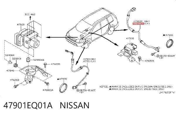 Датчик АБС (ABS) задній, лівий 47901EQ01A Nissan/Infiniti