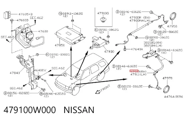 Датчик АБС (ABS) передній, правий 479100W000 Nissan/Infiniti