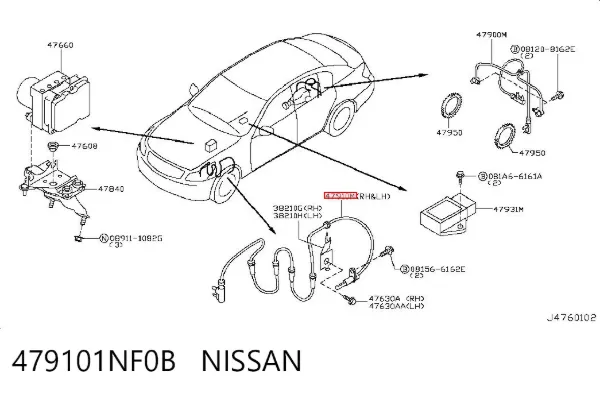 Датчик АБС передній 479101NF0B Nissan/Infiniti