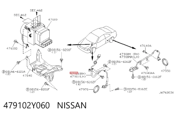Датчик АБС (ABS) передній, правий 479102Y060 Nissan/Infiniti