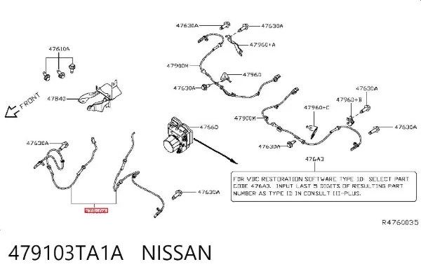 Датчик АБС передній 479103TA1A Nissan/Infiniti
