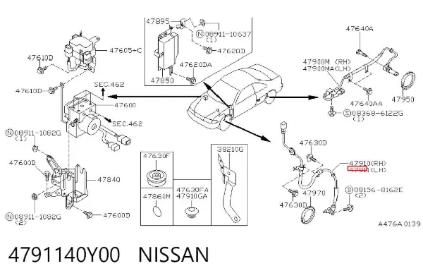 Датчик АБС (ABS) передній, лівий 4791140Y00 Nissan/Infiniti
