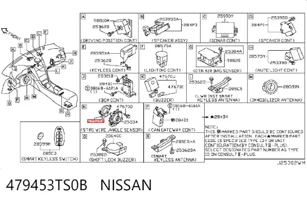 Датчик кута повороту кермового колеса 479453TS0B Nissan/Infiniti