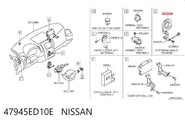 Датчик кута повороту кермового колеса 47945ED10E Nissan/Infiniti