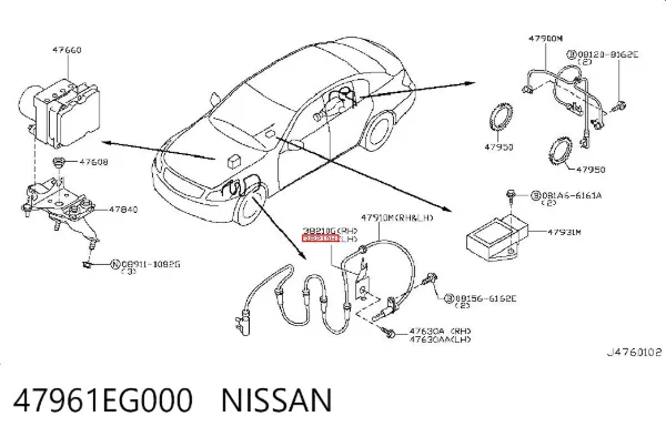 Датчик АБС (ABS) передній, лівий 47961EG000 Nissan/Infiniti