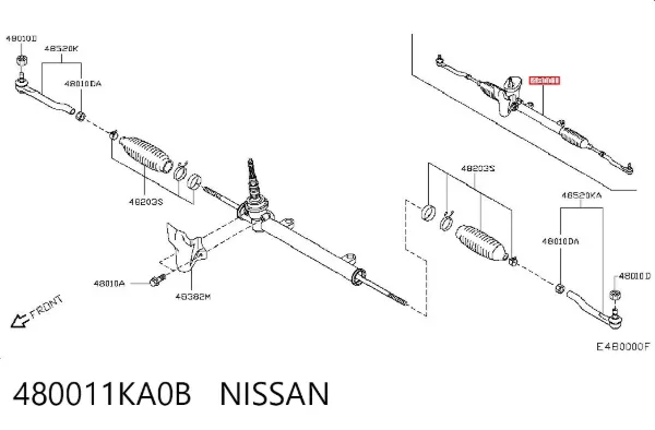 Рульова рейка 480011KA0B Nissan/Infiniti