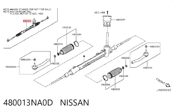 Рульова рейка 480013NA0D Nissan/Infiniti