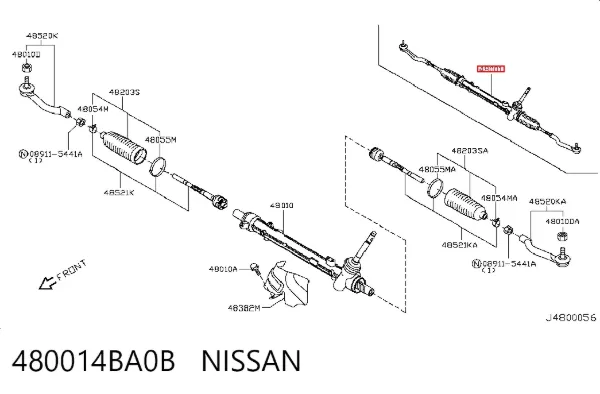 Рульова рейка 480014BA0B Nissan/Infiniti