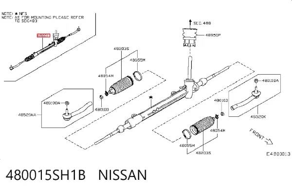 Рульова рейка 480015SH1B Nissan/Infiniti