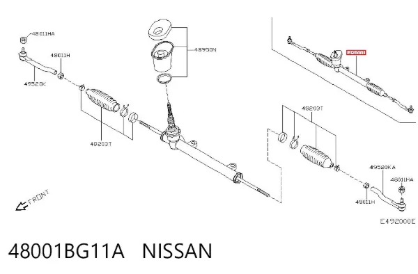 Рульова рейка 48001BG11A Nissan/Infiniti