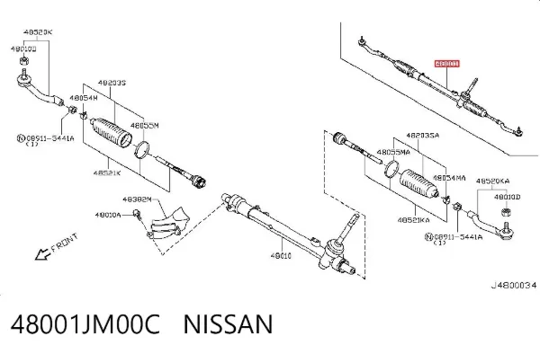 Рульова рейка 48001JM00C Nissan/Infiniti