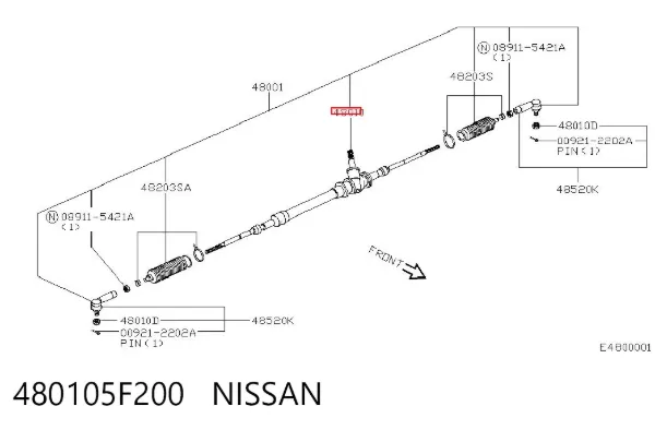 Рульова рейка 480105F200 Nissan/Infiniti