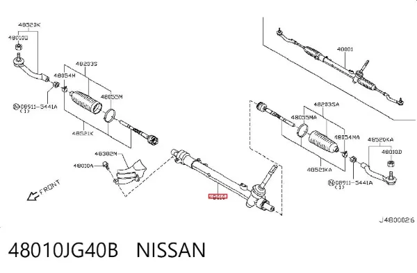 Рульова рейка 48010JG40B Nissan/Infiniti