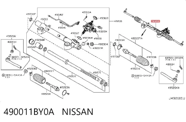 Рульова рейка 490011BY0A Nissan/Infiniti
