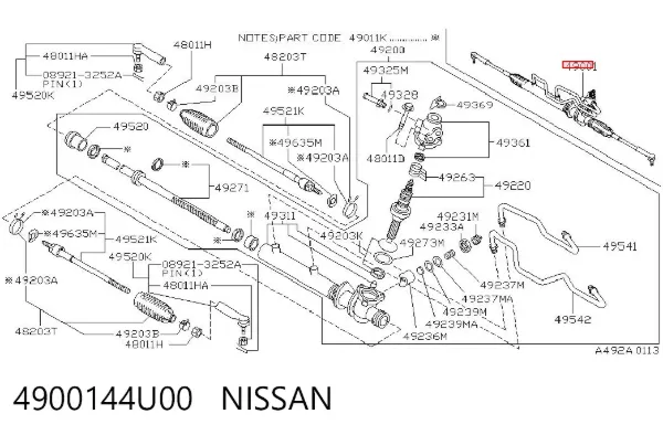 Рульова рейка 4900144U00 Nissan/Infiniti