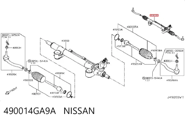 Рульова рейка 490014GA9A Nissan/Infiniti